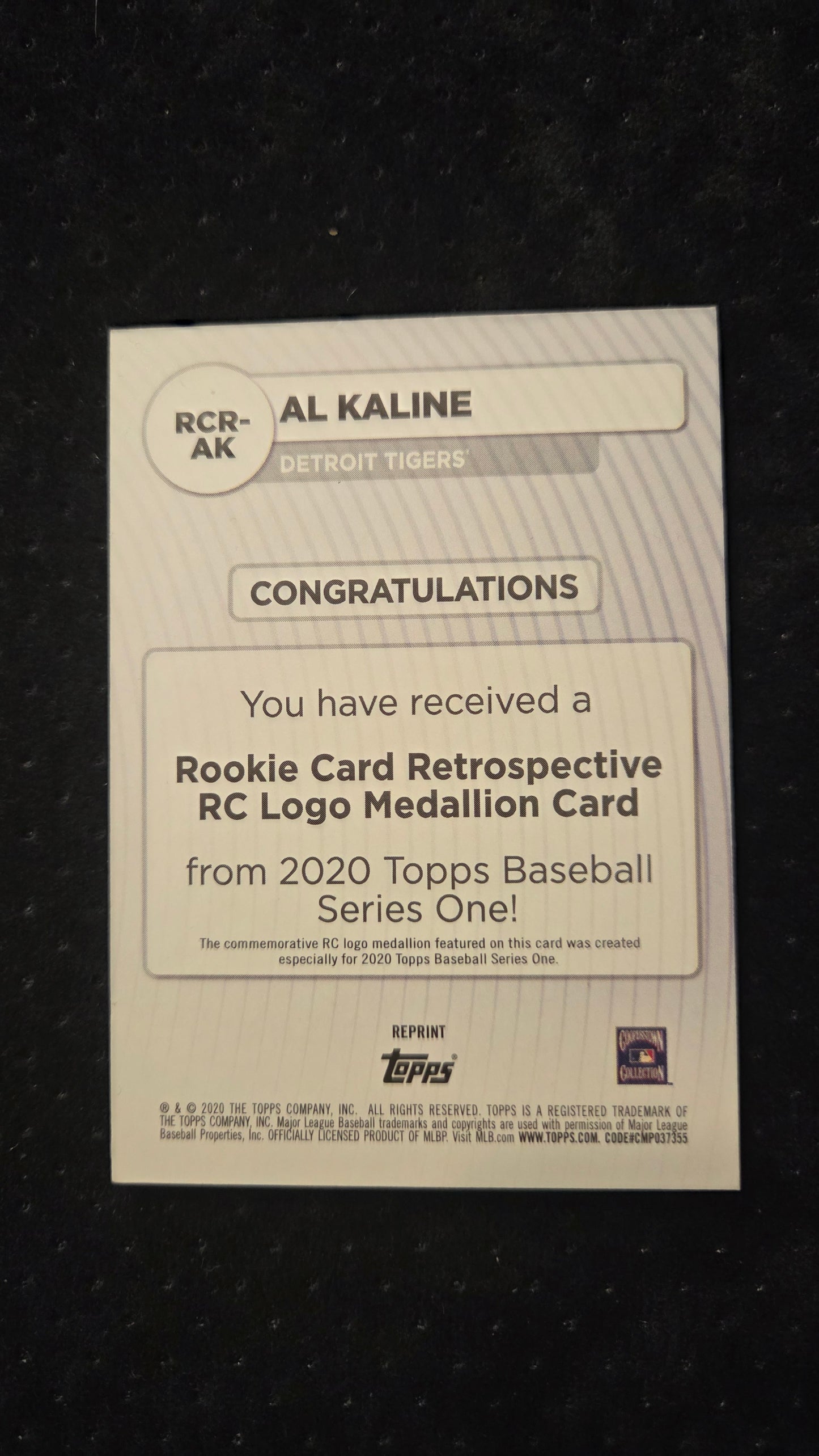2020 Topps - Rookie Card Retrospective Logo Medallions Al Kaline #RCR-AK Black