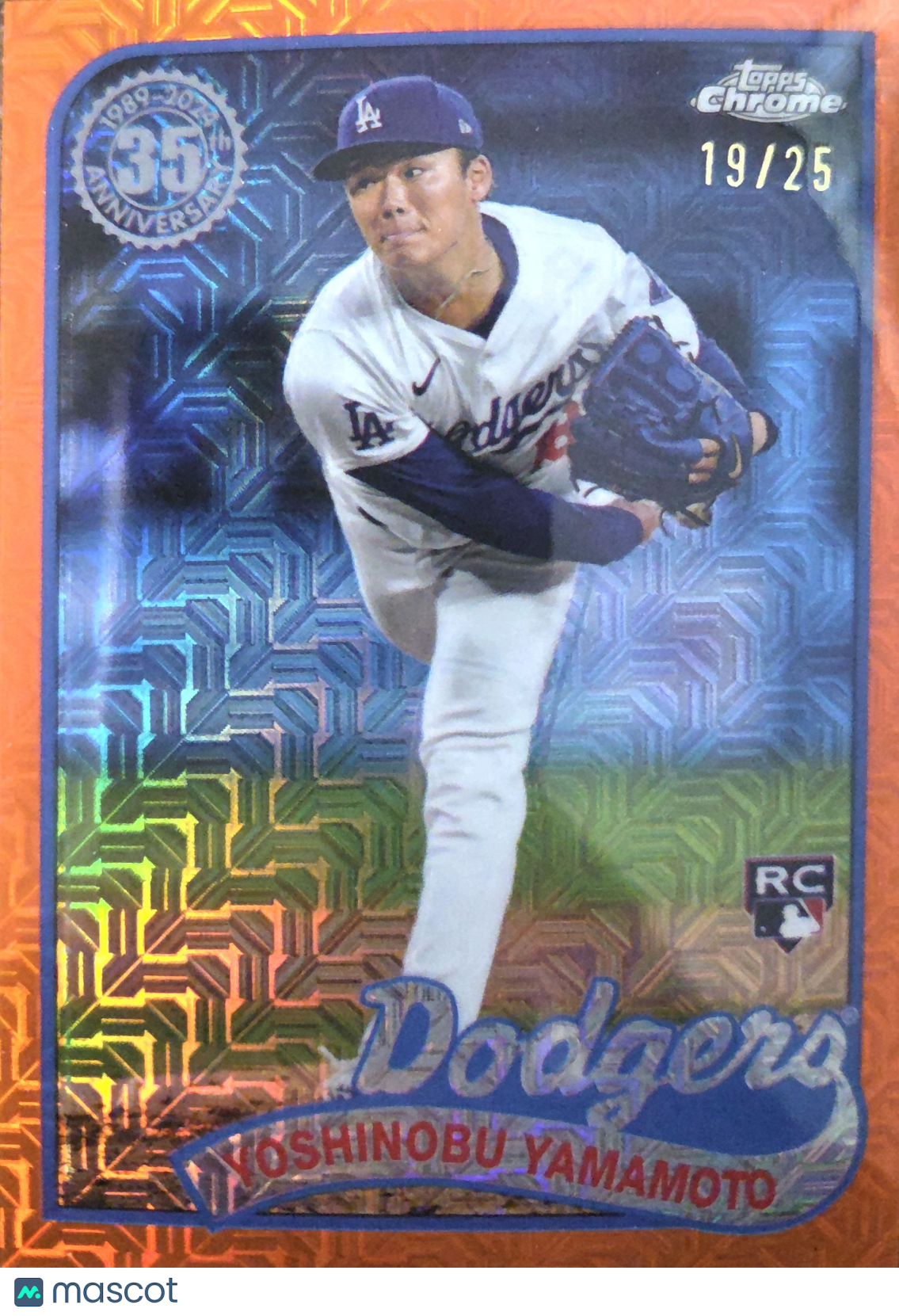 2024 Topps Chrome Silver Yoshinobu Yamamoto #T89CU-15 Orange Mojo Refract /25 RC