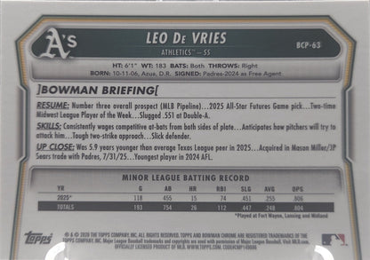 2026 Bowman Chrome Mega Box Leo De Vries #BCP-63 Refractor