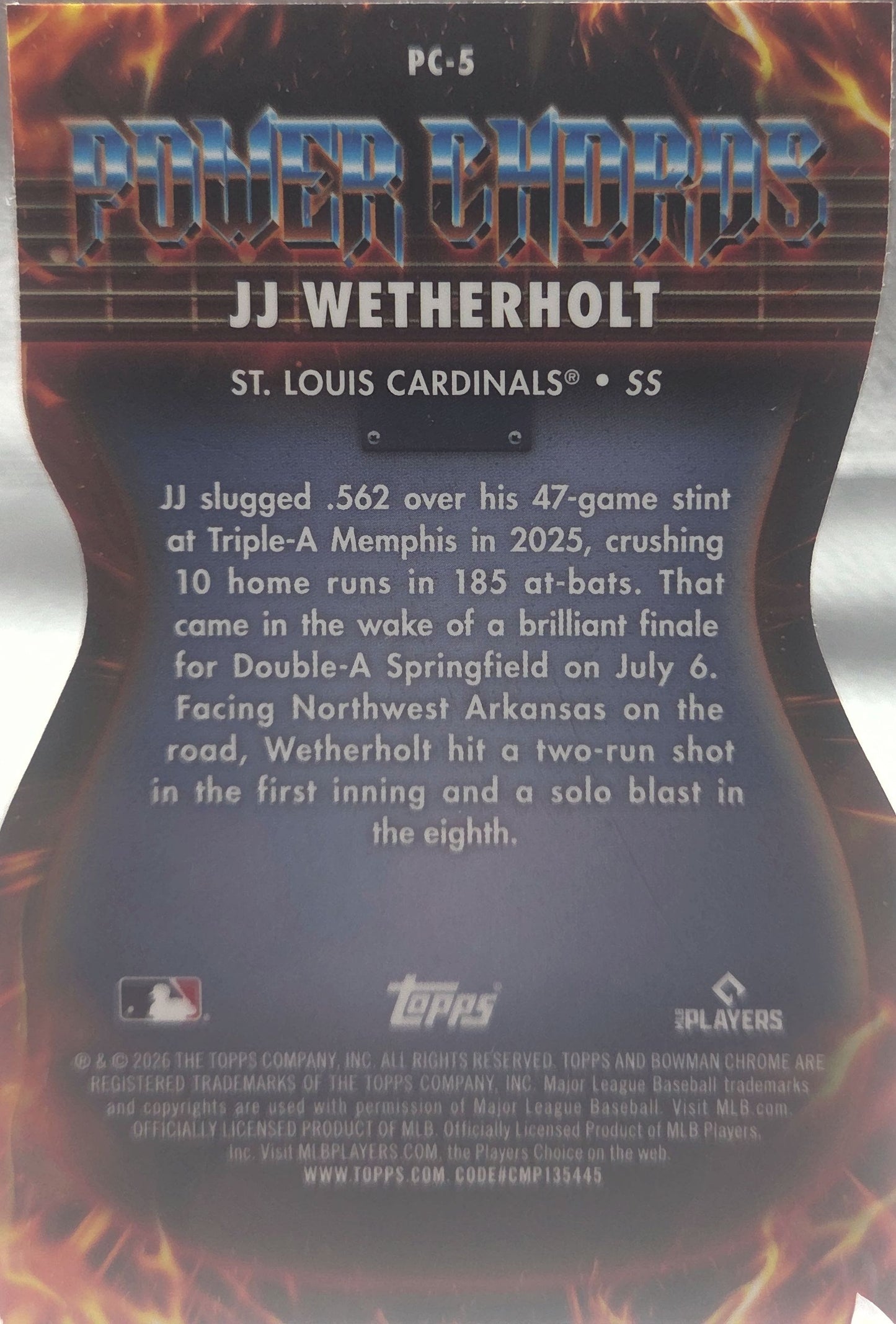 2026 Bowman Chrome Power Chords JJ Wetherholt #PC-5