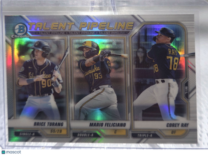 2021 Bowman Chrome Brice Turang Mario Feliciano Corey Ray #TP-MIL Refractor