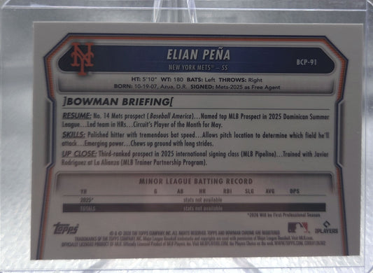 2020 Bowman Chrome Elian Peña #BCP-91 Mojo Refractor