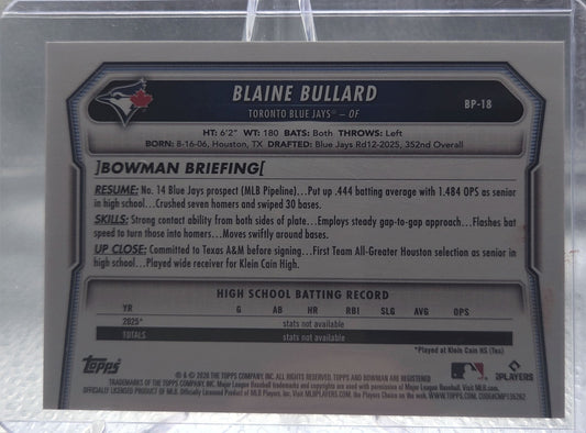 2026 Bowman Blaine Bullard #BP-18 Mega Box Foil