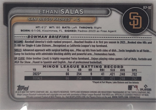 2024 Bowman Chrome Ethan Salas #BCP-102