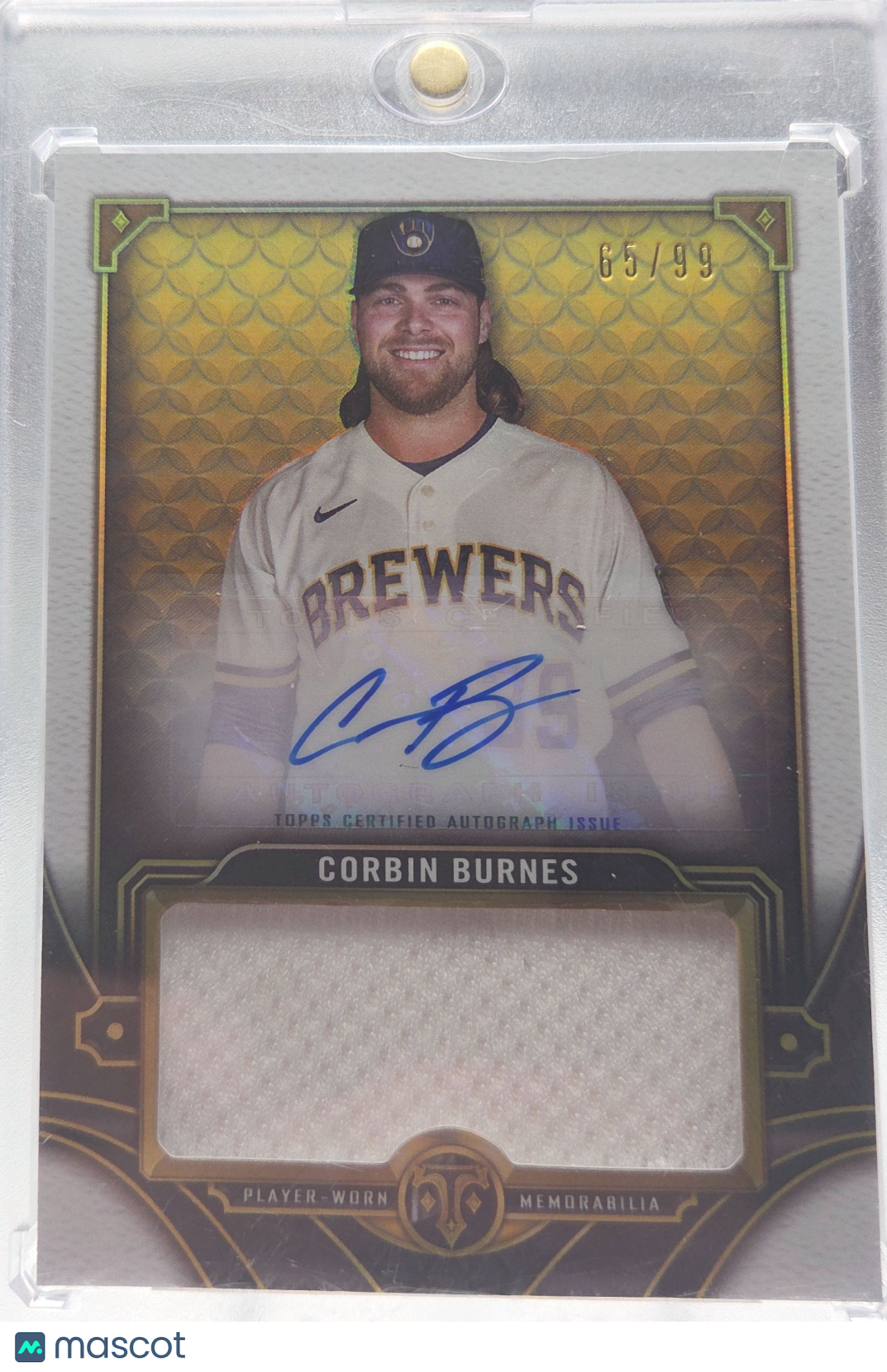 2022 Topps Triple Threads Corbin Burnes #ASJR-CB /99 Autograph Single Jumbo Reli