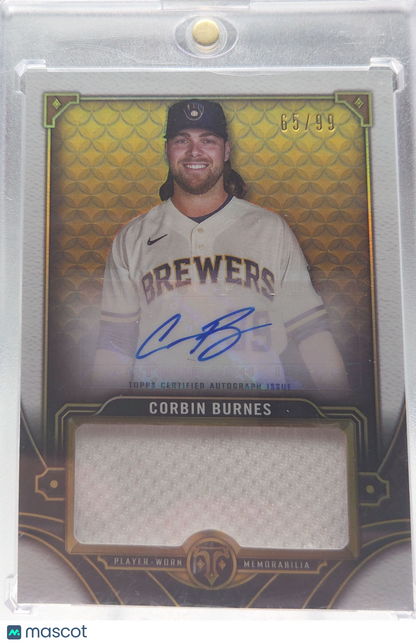 2022 Topps Triple Threads Corbin Burnes #ASJR-CB /99 Autograph Single Jumbo Reli