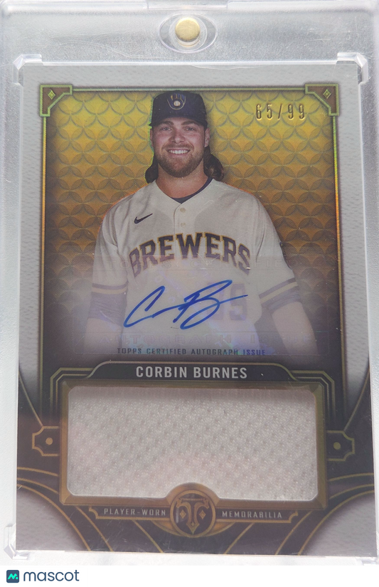2022 Topps Triple Threads Corbin Burnes #ASJR-CB /99 Autograph Single Jumbo Reli