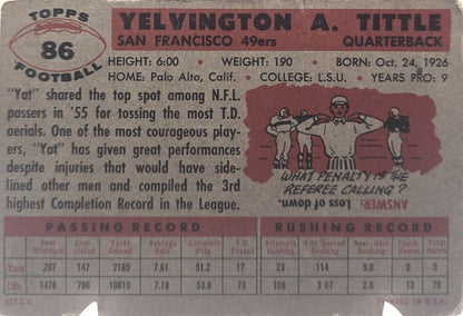 1956 Topps Y.A. Tittle #86