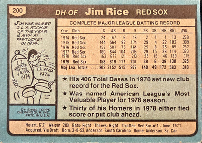 1980 Topps Jim Rice #200